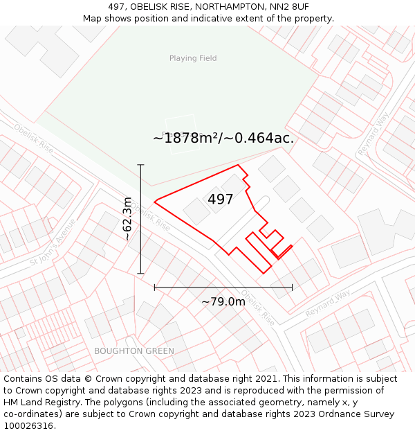 497, OBELISK RISE, NORTHAMPTON, NN2 8UF: Plot and title map