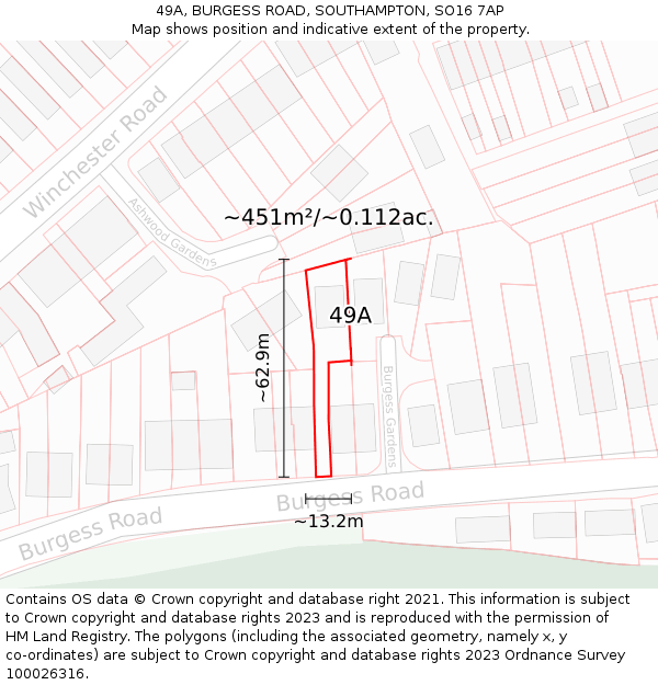 49A, BURGESS ROAD, SOUTHAMPTON, SO16 7AP: Plot and title map