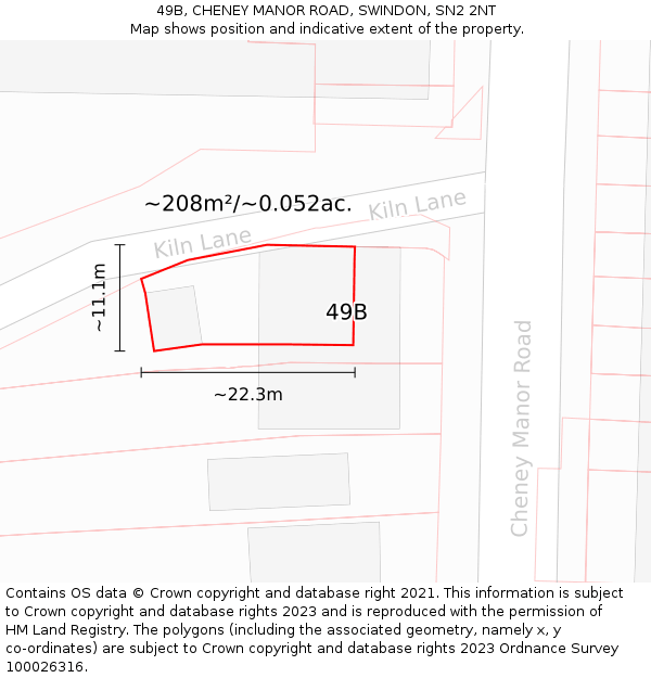 49B, CHENEY MANOR ROAD, SWINDON, SN2 2NT: Plot and title map