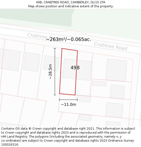 49B, CRABTREE ROAD, CAMBERLEY, GU15 2TA: Plot and title map