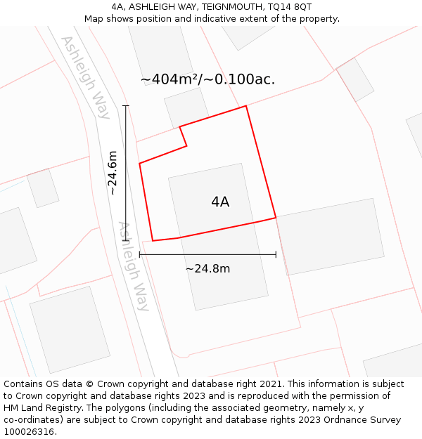 4A, ASHLEIGH WAY, TEIGNMOUTH, TQ14 8QT: Plot and title map