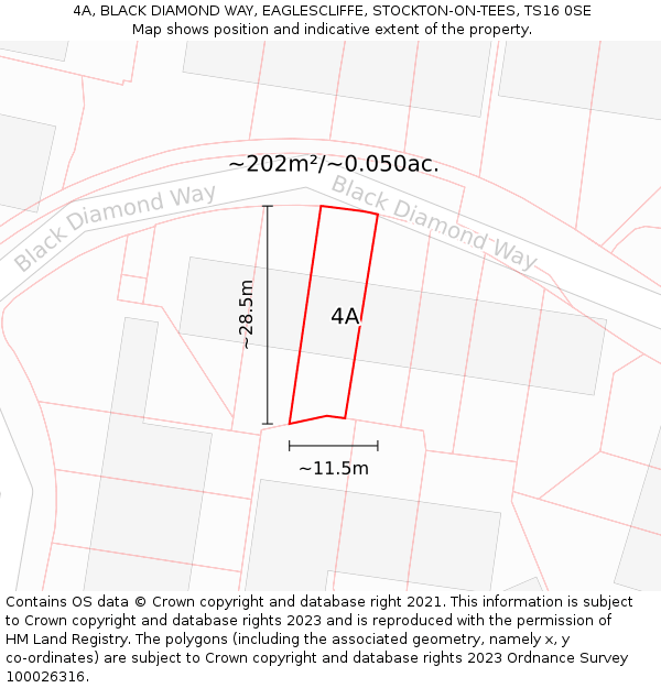 4A, BLACK DIAMOND WAY, EAGLESCLIFFE, STOCKTON-ON-TEES, TS16 0SE: Plot and title map