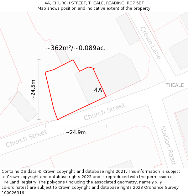 4A, CHURCH STREET, THEALE, READING, RG7 5BT: Plot and title map