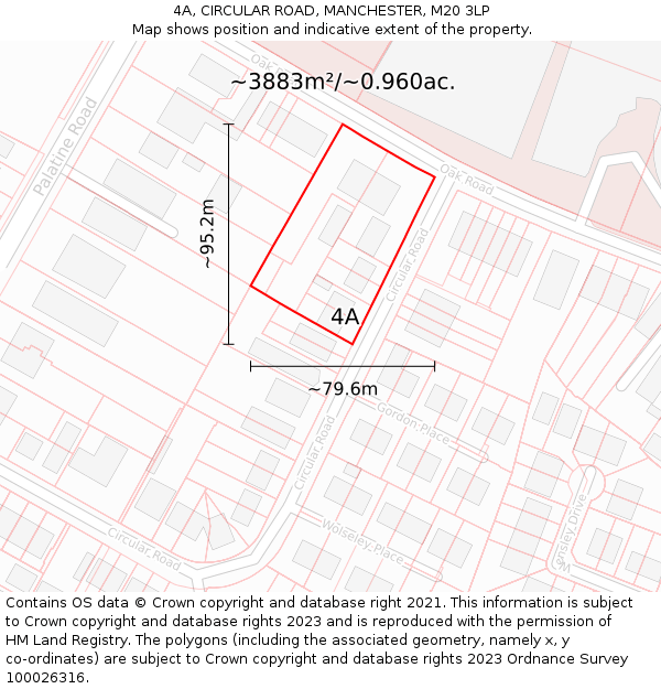 4A, CIRCULAR ROAD, MANCHESTER, M20 3LP: Plot and title map