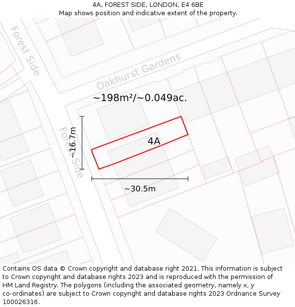 4A, FOREST SIDE, LONDON, E4 6BE: Plot and title map