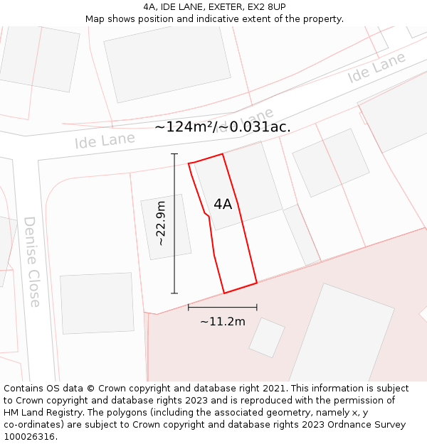 4A, IDE LANE, EXETER, EX2 8UP: Plot and title map