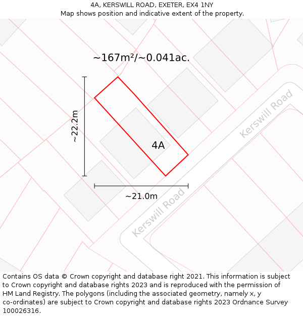 4A, KERSWILL ROAD, EXETER, EX4 1NY: Plot and title map