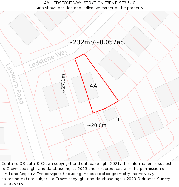 4A, LEDSTONE WAY, STOKE-ON-TRENT, ST3 5UQ: Plot and title map