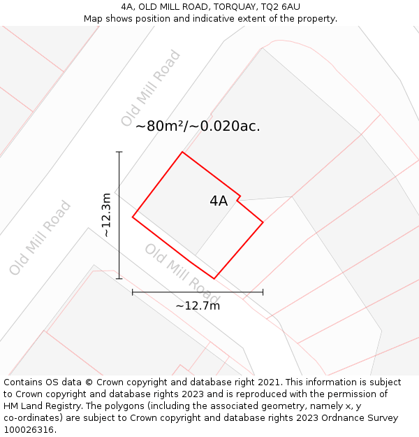 4A, OLD MILL ROAD, TORQUAY, TQ2 6AU: Plot and title map