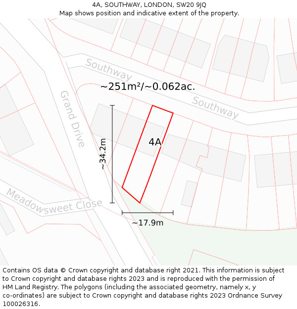 4A, SOUTHWAY, LONDON, SW20 9JQ: Plot and title map