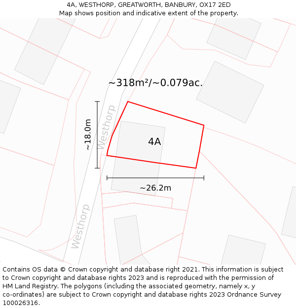 4A, WESTHORP, GREATWORTH, BANBURY, OX17 2ED: Plot and title map