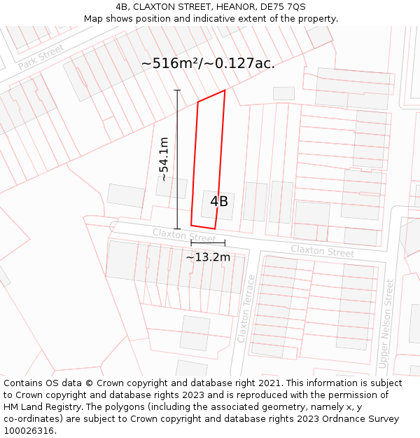 4B, CLAXTON STREET, HEANOR, DE75 7QS: Plot and title map