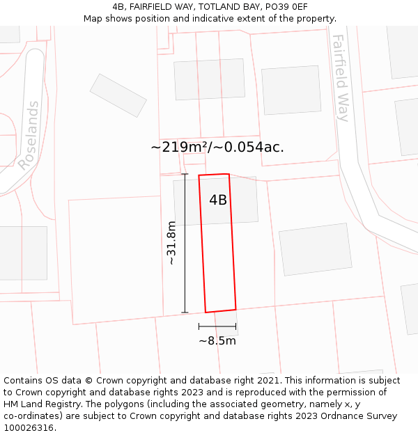 4B, FAIRFIELD WAY, TOTLAND BAY, PO39 0EF: Plot and title map