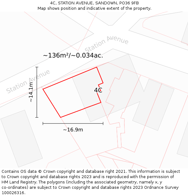 4C, STATION AVENUE, SANDOWN, PO36 9FB: Plot and title map