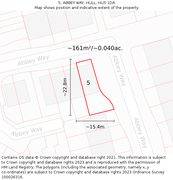 5, ABBEY WAY, HULL, HU5 1DA: Plot and title map