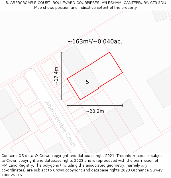 5, ABERCROMBIE COURT, BOULEVARD COURRIERES, AYLESHAM, CANTERBURY, CT3 3DU: Plot and title map