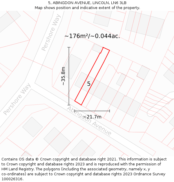 5, ABINGDON AVENUE, LINCOLN, LN6 3LB: Plot and title map