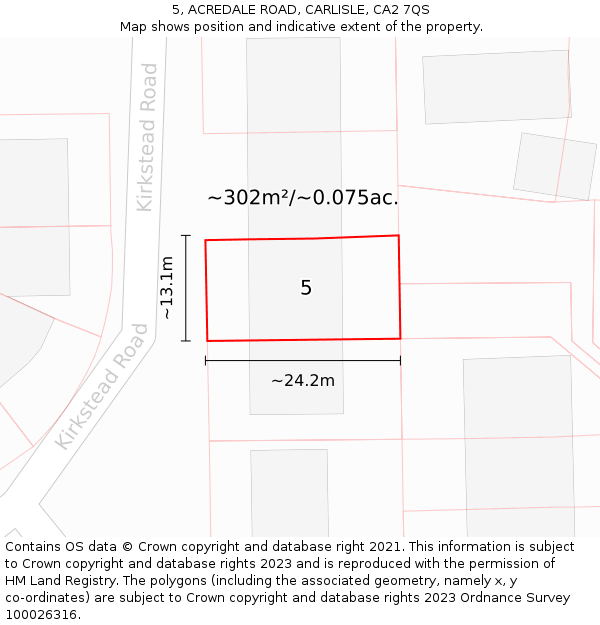 5, ACREDALE ROAD, CARLISLE, CA2 7QS: Plot and title map