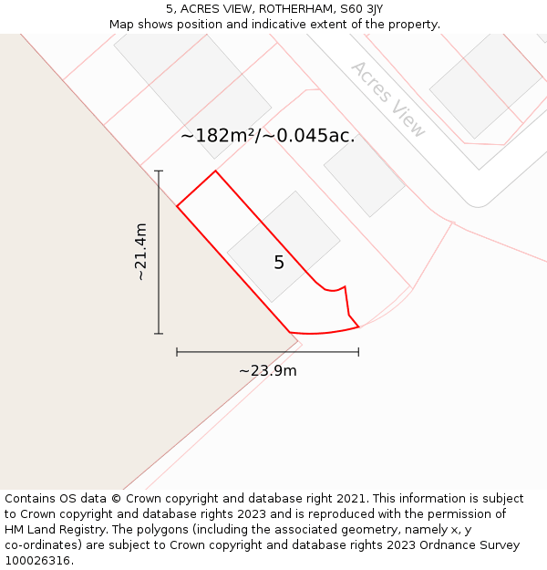 5, ACRES VIEW, ROTHERHAM, S60 3JY: Plot and title map