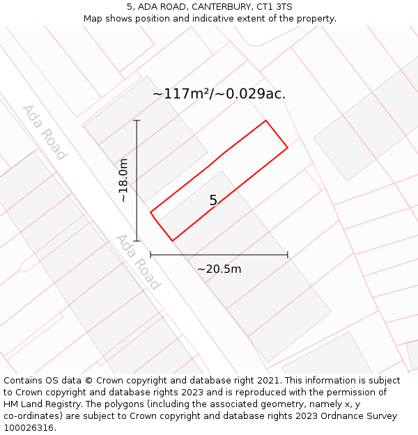 5, ADA ROAD, CANTERBURY, CT1 3TS: Plot and title map