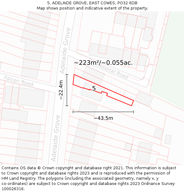 5, ADELAIDE GROVE, EAST COWES, PO32 6DB: Plot and title map