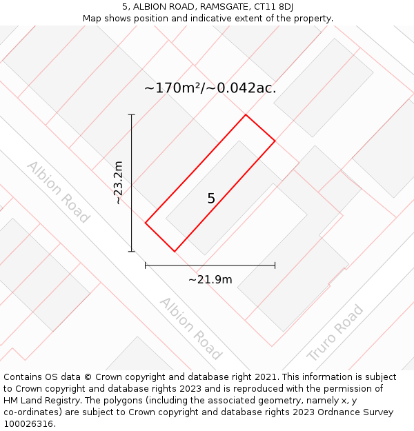 5, ALBION ROAD, RAMSGATE, CT11 8DJ: Plot and title map