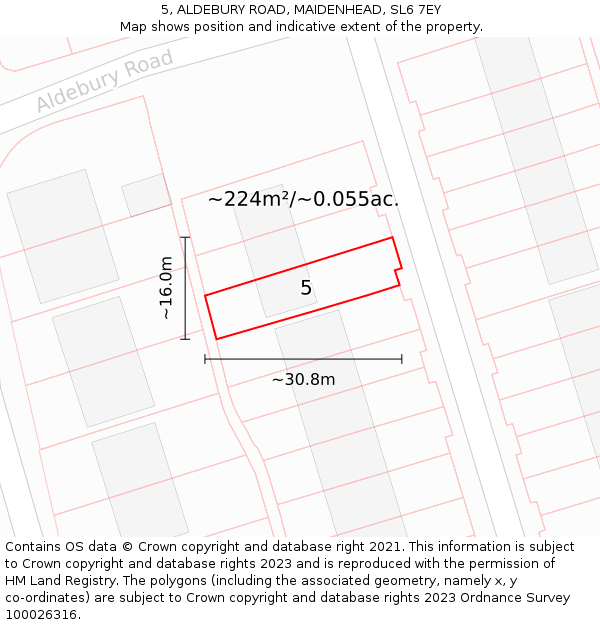 5, ALDEBURY ROAD, MAIDENHEAD, SL6 7EY: Plot and title map