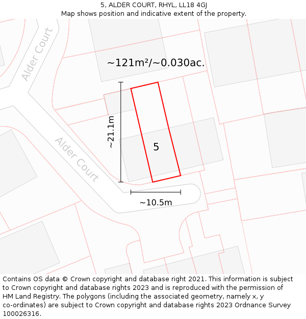 5, ALDER COURT, RHYL, LL18 4GJ: Plot and title map