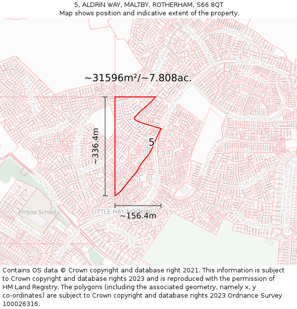 5, ALDRIN WAY, MALTBY, ROTHERHAM, S66 8QT: Plot and title map