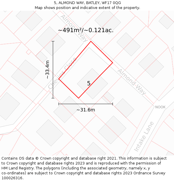 5, ALMOND WAY, BATLEY, WF17 0QG: Plot and title map