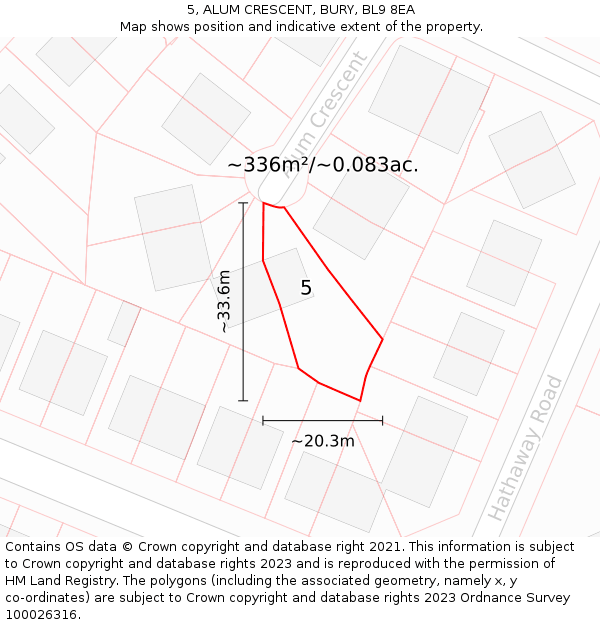 5, ALUM CRESCENT, BURY, BL9 8EA: Plot and title map