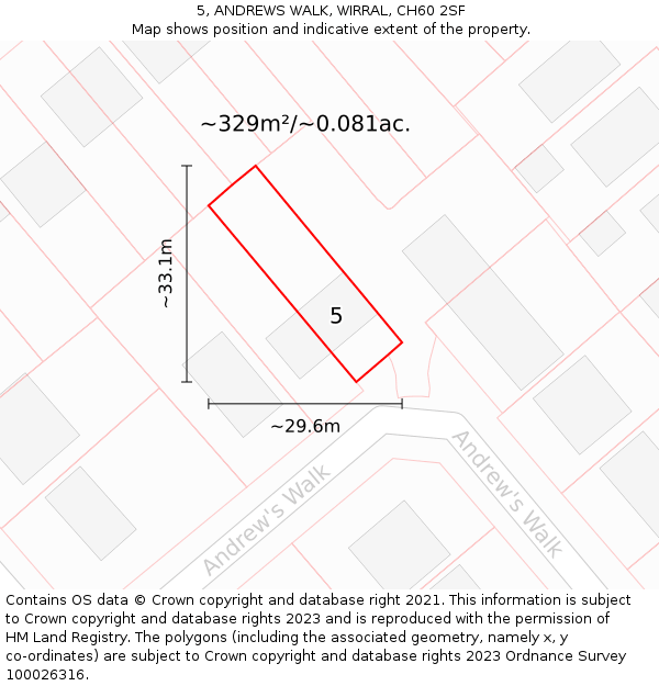 5, ANDREWS WALK, WIRRAL, CH60 2SF: Plot and title map