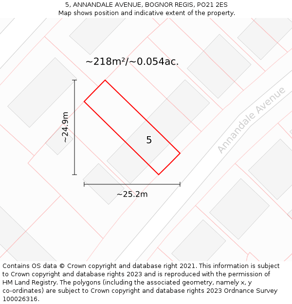 5, ANNANDALE AVENUE, BOGNOR REGIS, PO21 2ES: Plot and title map