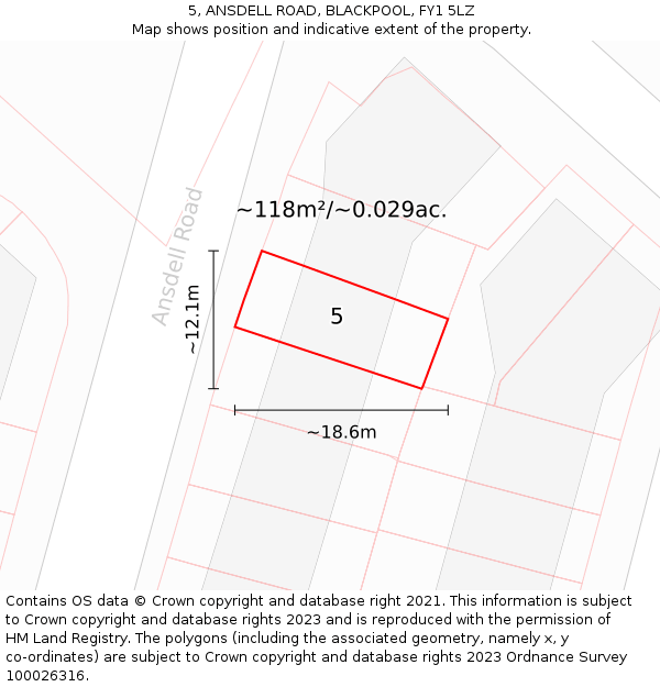 5, ANSDELL ROAD, BLACKPOOL, FY1 5LZ: Plot and title map