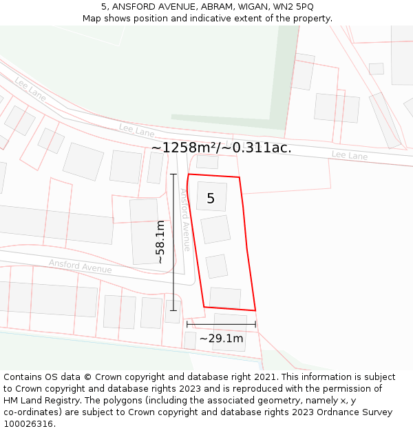 5, ANSFORD AVENUE, ABRAM, WIGAN, WN2 5PQ: Plot and title map