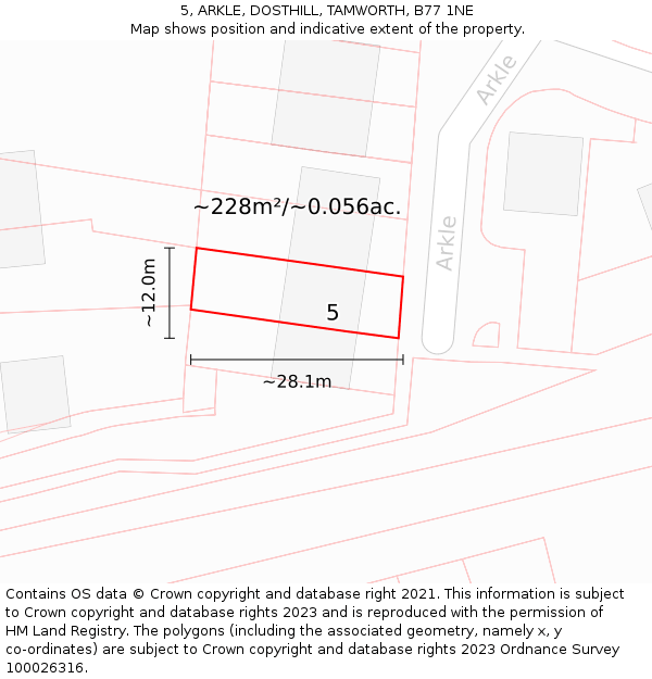 5, ARKLE, DOSTHILL, TAMWORTH, B77 1NE: Plot and title map