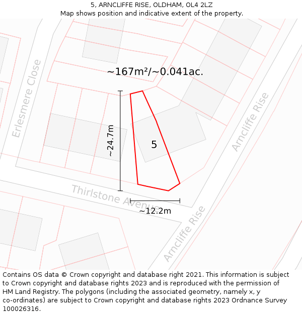 5, ARNCLIFFE RISE, OLDHAM, OL4 2LZ: Plot and title map