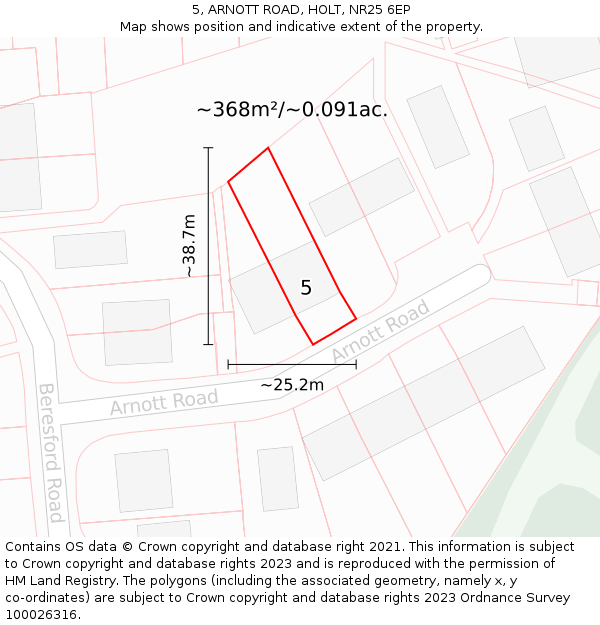 5, ARNOTT ROAD, HOLT, NR25 6EP: Plot and title map