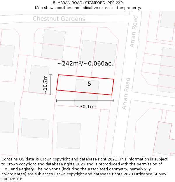 5, ARRAN ROAD, STAMFORD, PE9 2XP: Plot and title map