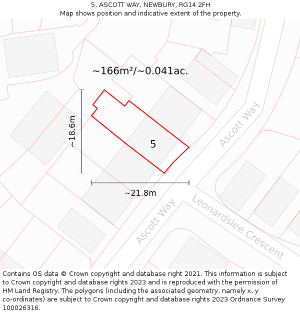5, ASCOTT WAY, NEWBURY, RG14 2FH: Plot and title map