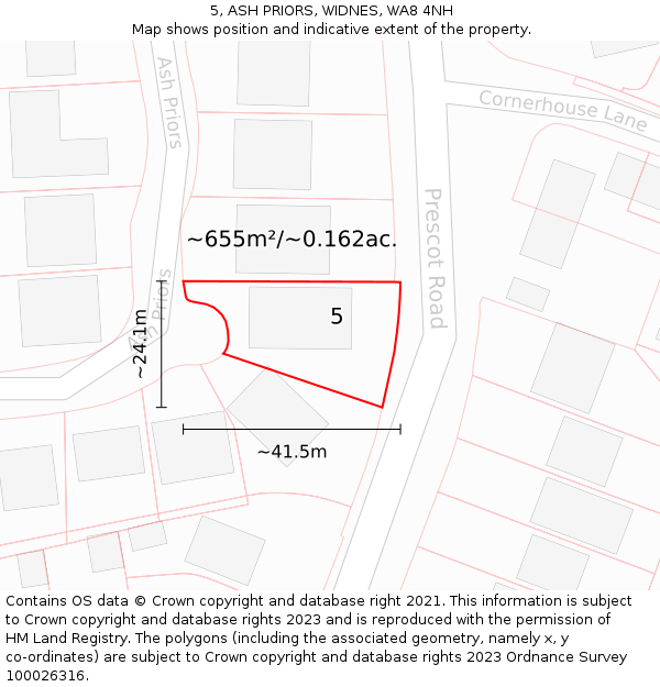 5, ASH PRIORS, WIDNES, WA8 4NH: Plot and title map