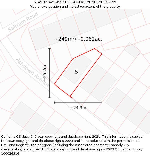 5, ASHDOWN AVENUE, FARNBOROUGH, GU14 7DW: Plot and title map