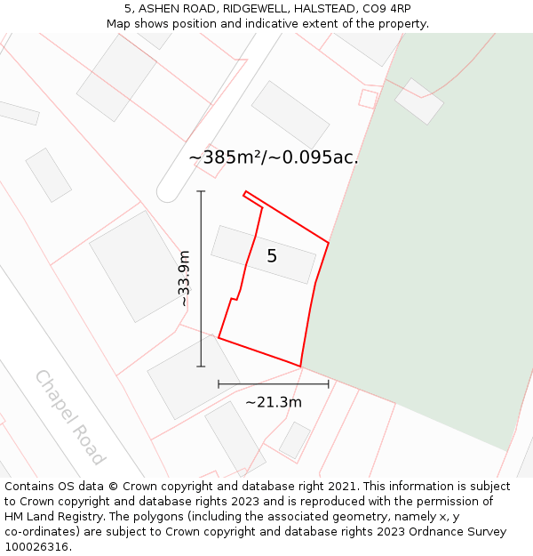 5, ASHEN ROAD, RIDGEWELL, HALSTEAD, CO9 4RP: Plot and title map