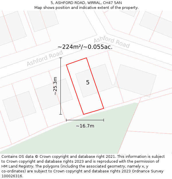 5, ASHFORD ROAD, WIRRAL, CH47 5AN: Plot and title map