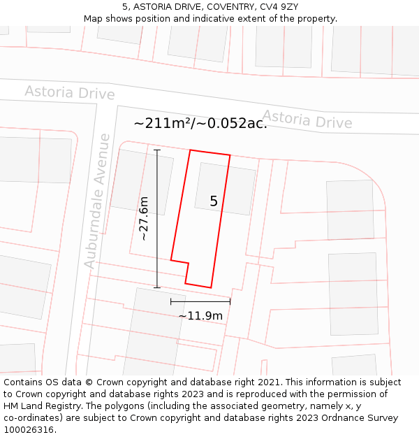 5, ASTORIA DRIVE, COVENTRY, CV4 9ZY: Plot and title map