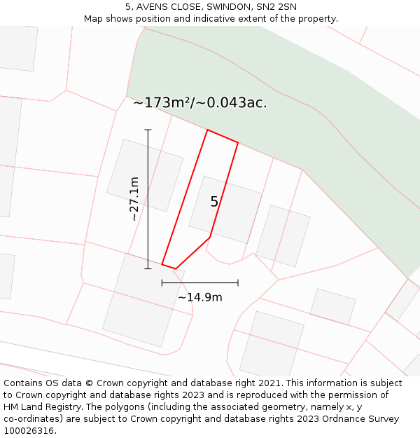 5, AVENS CLOSE, SWINDON, SN2 2SN: Plot and title map