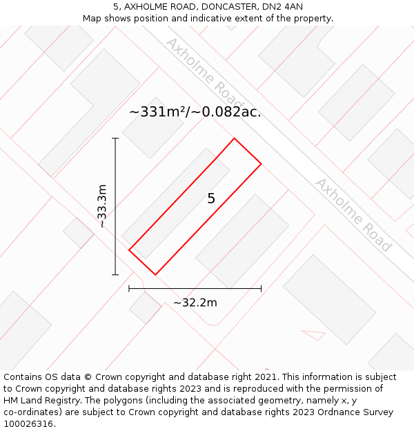 5, AXHOLME ROAD, DONCASTER, DN2 4AN: Plot and title map