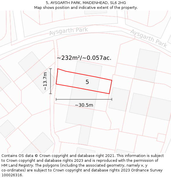5, AYSGARTH PARK, MAIDENHEAD, SL6 2HG: Plot and title map