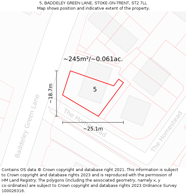 5, BADDELEY GREEN LANE, STOKE-ON-TRENT, ST2 7LL: Plot and title map