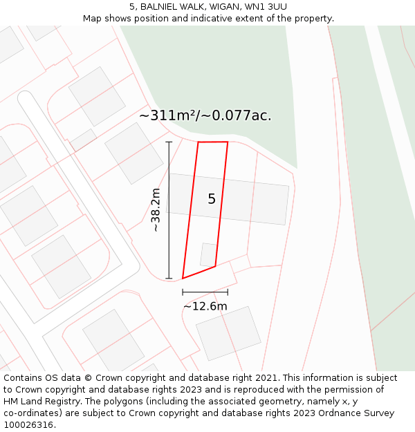 5, BALNIEL WALK, WIGAN, WN1 3UU: Plot and title map